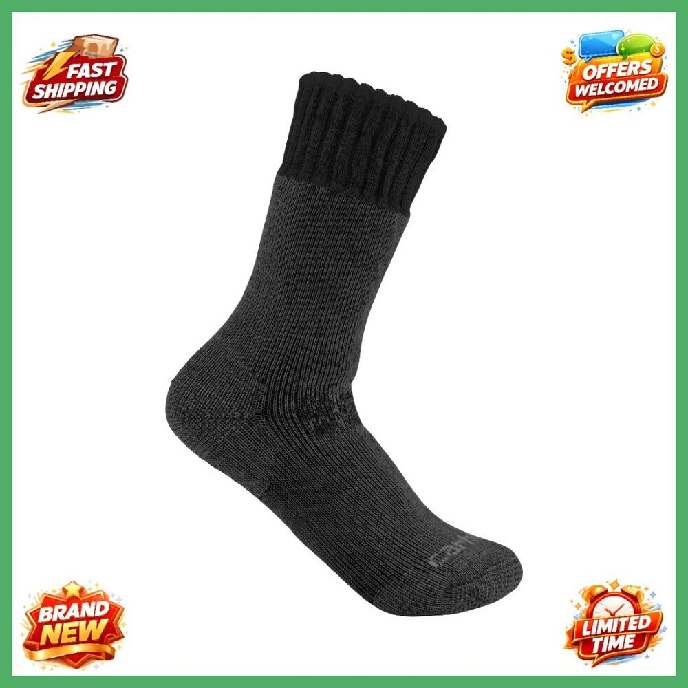 Heavyweight Wool Blend Boot Socks, Cushioned Work Winter Socks, Men's Medium